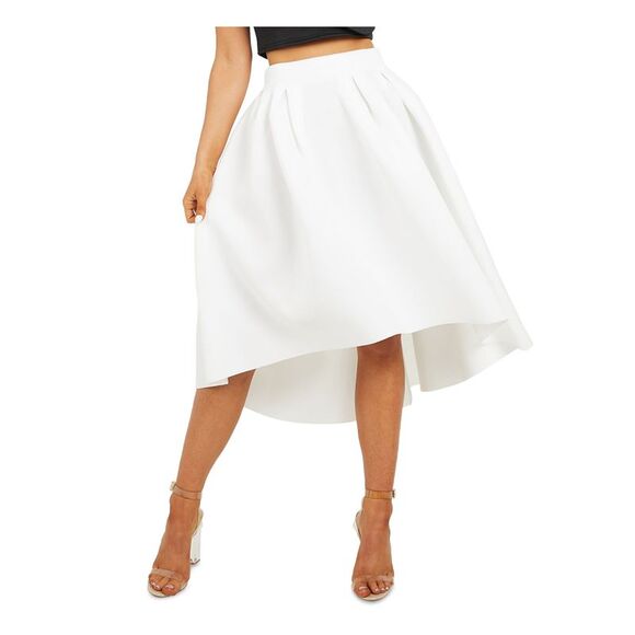 NWT QUIZ Womens White Knee Length Evening Hi-Lo Skirt 4 - Picture 1 of 5